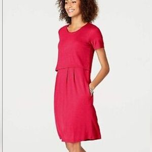 J. Jill pink double layer button back knit dress